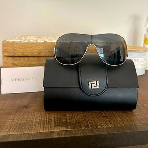 Authentic Versace Crystal Medusa Shield Sunglasses